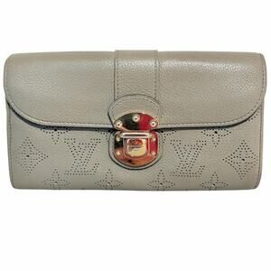 Louis Vuitton Mahina Iris Leather Wallet Galet Taupe Gray Authentic